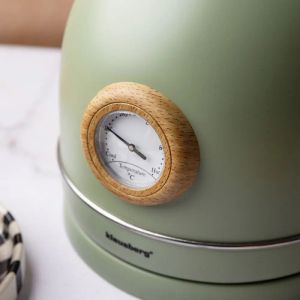 Електрическа кана-чайник Klausberg KB 9008, 2200W, 1.8 л, 360° основа, Индикатор ниво вода, Термометър, Зелен