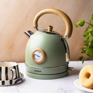 Електрическа кана-чайник Klausberg KB 9008, 2200W, 1.8 л, 360° основа, Индикатор ниво вода, Термометър, Зелен