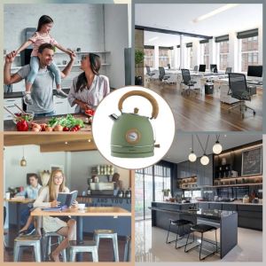 Електрическа кана-чайник Klausberg KB 9008, 2200W, 1.8 л, 360° основа, Индикатор ниво вода, Термометър, Зелен