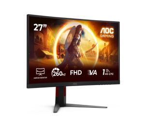 Монитор AOC C27G4Z2, 27" Curved 1500R, Fast VA, WLED, 1920x1080@260Hz (OC, Native 240Hz), 1ms GtG, 0.3ms MPRT, 300cd m/2, 3000:1, Adaptive Sync, FlickerFree, Low Blue Mode, Tilt, Height Adjust, Swivel, 2xHDMI, DP