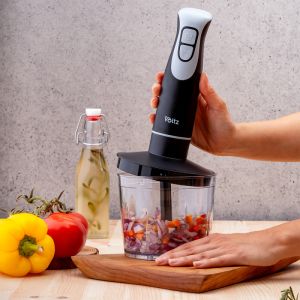 Пасатор, чопър и миксер 3в1 Oliver Voltz OV51112NSC, 600W, 700 мл, 2 скорости, Острие и приставка за разбъркване от неръждаема стомана, Черен