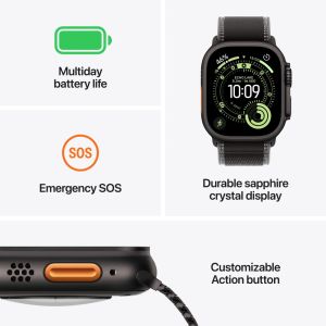 Часовник Apple Watch Ultra 3 Cellular 49mm Black Titanium Case with Black Titanium Milanese Loop - Large