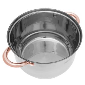 Комплект тенджери и тиган Kinghoff KH 1765, 12 ч, Индукция, Инокс/розово злато