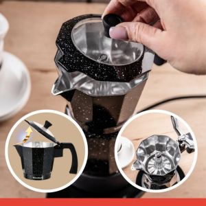 Електрическа кубинска кафеварка Klausberg KB 7998, 500W, 6 чаши, Вграден нагревател, Предпазен клапан, Черен мрамор