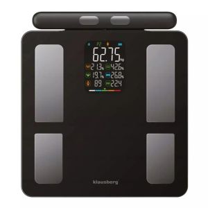 Кантар - анализатор Klausberg KB 7856, До 180 кг, Bluetooth, Android/iOS, LCD дисплей, 14 телесни стойности, Черен