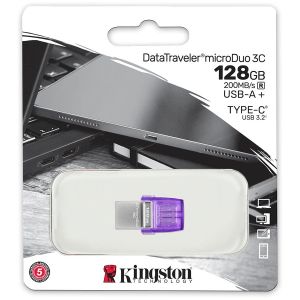 USB памет 128GB KINGSTON DataTraveler microDuo 3C, USB 3.2 / USB-C, Purple - DTDUO3CG3/128GB