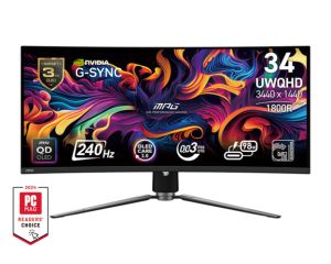 Монитор MSI MPG 341CQPX QD-OLED, 34.18" QD-OLED Curved 1800R, UWQHD (3440x1440) 240Hz, 21:9, 0.03ms, 1000cd/m2, 1.5M:1, NVIDIA G-SYNC, DP, 2xHDMI, USB Type-C, USB hub, Black