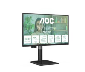 Монитор AOC 24P4CV, 23.8" IPS WLED, 1920x1080@120Hz, 4ms GtG, 300cd m/2, 1500:1, 50M:1 DCR, Adaptive Sync, FlickerFree, Anti-Blue Light, 2Wx2, Tilt, Height Adjust, Pivot, Swivel, HDMI, DP, USB hub, RJ45