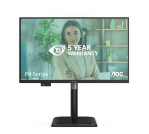 Монитор AOC 24P4U, 23.8" IPS, FullHD (1920x1080) 120Hz, 16:9, 4ms, 300cd/m2, 1500:1, Adaptive Sync, Speaker 2x2W, VGA, HDMI, DP, USB hub, Black