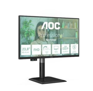 Монитор AOC 24P4U, 23.8" IPS, FullHD (1920x1080) 120Hz, 16:9, 4ms, 300cd/m2, 1500:1, Adaptive Sync, Speaker 2x2W, VGA, HDMI, DP, USB hub, Black