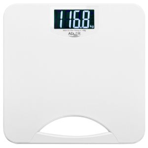 Кантар Adler AD 8193, До 250 кг, LCD, Индикатори за батерия и претоварване, Неплъзгащ се, Бял