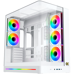 PANO II AIR Arctic EN48524 (WH,EATX,U3x2+Type C,Mesh Top+Curved TG,6PCS H22A WH Reverse & 2PCS H22A WH,ARGB & PWM Remote Control)