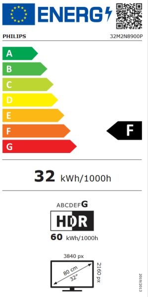 Монитор Philips 32M2N8900P, 31.5" QD-OLED, 3840x2160@240Hz, 0.03ms GtG, 250cd/m2 (SDR), 1000cd/m2 (HDR), 1.500.000:1, Mega Infinity DCR, Adaptive Sync, FlickerFree, SoftBlue tech., 5Wx2+DTS, Tilt, Height Adjust, Swivel, 2xHDMI, DP, USB hub, KVM