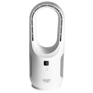 Настолен вентилатор Adler AD 7343, До 6 часа, 3 скорости, LED дисплей, USB-C, Бял