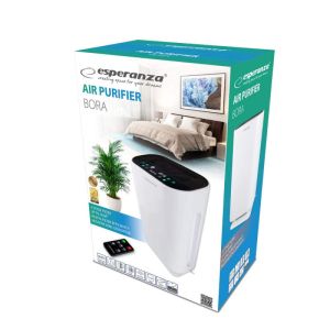 Пречиствател за въздух Esperanza EHP003, 43W, 50 м2, 190 м³/ч, 3 режима, 3 скорости, LCD, HEPA, Touch, Дистанционно, Бял