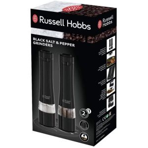 Електрически мелнички за сол и пипер Russell Hobbs Black 28010-56, Керамичен механизъм, LED, Черен