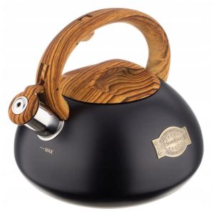 Свирещ чайник Klausberg KB 7565, 3 л, Дебелостенна основа, Индукция, Черен/кафяв
