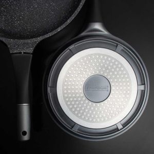 Комплект тенджери и тигани Royalty Line RL-ES1014M Silver, Лят алуминий, 14 части, Мраморно покритие, Сребрист