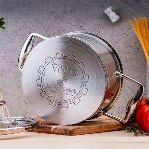 Тенджера Oliver Voltz OV51210P24 Berlin Premium Collection, 24 см, 6.1 л, Неръждаема стомана 18/10, Индукция, Инокс