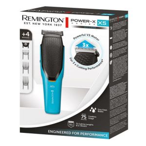 Машинка за подстригване REMINGTON HC5000 Power X5, Автономия 75 мин, Самонаточващи се остриета, Turbo, Аксесоари, Син