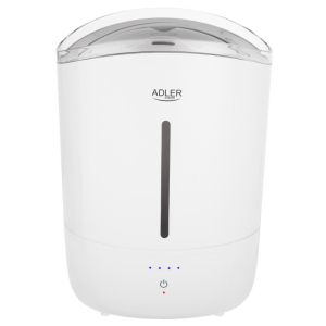 Овлажнител за въздух Adler AD 7971, 30W, До 20м2, 5 литра, 150-300 мл/час, Ултразвук, До 50 часа с едно пълнене, Бял