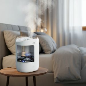 Овлажнител за въздух Adler AD 7971, 30W, До 20м2, 5 литра, 150-300 мл/час, Ултразвук, До 50 часа с едно пълнене, Бял