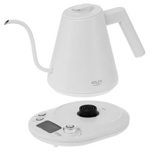 Електрическа кана Adler AD 1349W, 1100W, 1 л, 40-100 C, Поддържане на топлината, LED дисплей, Бял