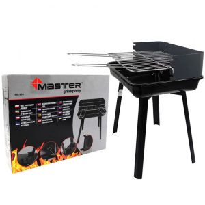 Барбекю на дървени въглища Master Grill & Party MG936, Регулируема решетка, Сгъваемо, Черен