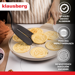 Тиган за палачинки Klausberg KB 7970, 26.5 см, 7 отделения, Незалепващо покритие, Индукция, Бежов