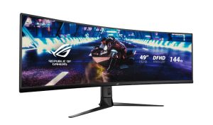 Монитор Asus ROG STRIX Curved XG49VQ, 49" DFHD (3840x1080) Gaming monitor, VA, up to 144Hz, 125% sRGB, DP, HDMI, USB3.0, FreeSync 2 HDR, DisplayHDR400, AuraSync, Red+Dark Gray