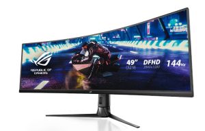 Монитор Asus ROG STRIX Curved XG49VQ, 49" DFHD (3840x1080) Gaming monitor, VA, up to 144Hz, 125% sRGB, DP, HDMI, USB3.0, FreeSync 2 HDR, DisplayHDR400, AuraSync, Red+Dark Gray