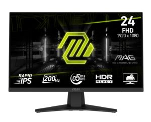 Монитор MSI MAG 244F (9S6-3BC41H-012), 23.8" Rapid IPS, FullHD (1920x1080) 200Hz, 16:9, 0.5ms, 300 cd/m2, 1000:1, AMD FreeSync Premium, DP, HDMI, Black