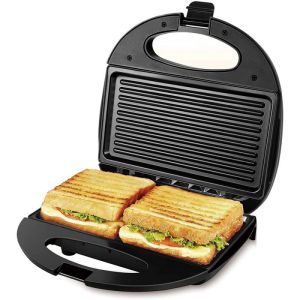 Сандвич тостер Oliver Voltz OV51442C, 750W, За 2 тоста Незалепващ,  Инокс/черен