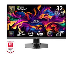 Монитор MSI MPG 322URX QD-OLED Gaming Monitor, 31.5", 0.03ms, 240Hz, 3840x2160, G-SYNC, AMD FreeSync Premium Pro, AI Vision, Console Mode, ClearMR 13000, HDR True Black 400, Type-C(98W PD), DP(2.1a), 2xHDMI(2.1), USB Hub, Pivot, Heigh Adj., VESA 100, Blac