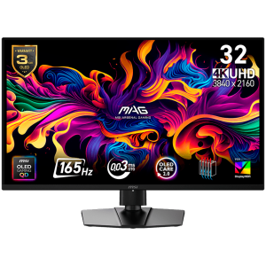 Монитор MSI MAG 322UP QD-OLED E16 (9S6-3DD29A-049), 31.5" QD-OLED, 4K UHD (3840x2160) 165Hz, 16:9, 0.03ms, 1000cd/m2, 1.5M:1, AMD FreeSync™ Premium Pro, NVIDIA G-SYNC Compatible, 2xHDMI, DP, USB Type-C, Black