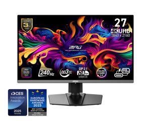 Монитор MSI MPG 272URX QD-OLED (9S6-3CD79A-054), 26.5" QD-OLED, 4K UHD (3840x2160) 240Hz, 16:9, 0.03ms, 1000cd/m2, 1.5M:1, NVIDIA G-Sync, DP, 2xHDMI, USB Type-C, Black