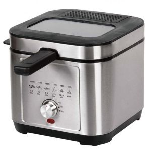 Фритюрник Elite ЕDF-1102, 1200W, 2.5 л, 150-190C, Прозорец за наблюдение, Филтър против миризми, Термостат, Инокс/черен
