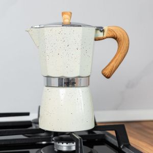 Кубинска кафеварка Bohmann BH 9309, 450 мл, 9 чаши, Предпазен клапан, Алуминий, Бежов