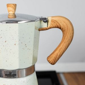 Кубинска кафеварка Bohmann BH 9309, 450 мл, 9 чаши, Предпазен клапан, Алуминий, Бежов