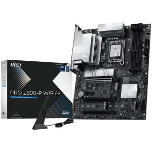 MSI PRO Z890-P WIFI6E, LGA 1851, Dual Channel DDR5 up to 9200(OC)MHz, 3x PCIe x16 slots, 4x M.2 slot, 4x USB 2.0, 2x USB 3.2 Gen 1, 1x USB 3.2 Gen 2, 1x USB 3.2 Gen 2 Type-C, 1x HDMI, 1x DP, 5Gbps LAN, WIFI6E, 7.1 Audio, 3Y