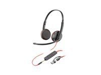 HP Poly Blackwire 3225 Stereo USB-C Headset +3.5mm Plug +USB-C/A Adapter