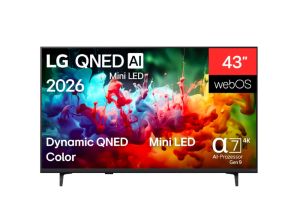 Телевизор LG 43QNED71B3B, 43" 4K QNED MiniLED Smart TV, 3840x2160, DVB-T2/C/S2, Alpha 7 AI Processor, HDR10 / HLG, webOS 26 ThinQ, VRR / ALLM / HGiG, 4K Super Upscaling, WiFi 5, Bluetooth 5.3, AirPlay 2, LAN, CI, HDMI, AI Sound Pro, Google Cast, 2 pole St
