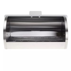 Кутия за хляб Kinghoff KH 3203, 39.5x28x18.5 см, Стомана, Полупрозрачен капак, Бял/сив