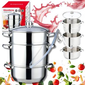 Соковарка Klausberg KB 9032, 28 см, 8 литра, 4 части, Индукция, Инокс