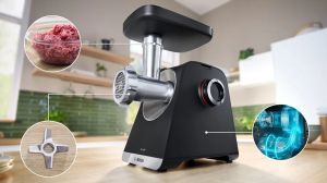 Месомелачка Bosch MFWS640B, SER6, Meat mincer - MultiPower 2100 W, Planetary gearbox, 3,5 kg/min, kebbe attachment, sausage attachment, shredding attachment, reverse function, Black