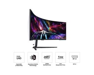 Монитор Samsung LS57CG952, 57" Odyssey Neo G95NC 57" Quantum Mini-LED Dual UHD, 7680x2160, 240Hz 1ms, HDMI, USB Hub, White/Black + Logitech G102 Mouse, Lightsync RGB, 8000 DPI, 6 Programmable Buttons, Black