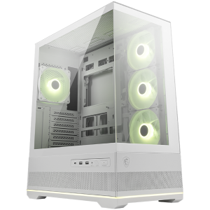 MSI MAG PANO 110R PZ WHITE, Mid-Tower, ATX/M-ATX/ITX, 2x USB 3.2, 1x USB Type-C 20Gbs, 1x Audio/Mic, LED Button, ARGB Hub, 4x 120mm ARGB Fans, ARGB Fan Hub, Mesh Panel, Tempered Glass, White