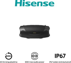 Аудио система Hisense, FlexBoom, Party speaker 2.0 Ch., 80W, BT, 20h play,IP67 Water and Dust Proof,Ambient Light,Black