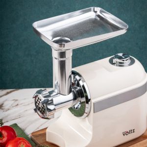 Месомелачка с приставка за домати Oliver Voltz OV51991F, 600/1800W, Аксесоар за колбаси, Бял