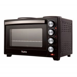 Малка готварска печка Oliver Voltz OV51441F40, 3200W, 2 котлона, 40 л, 100-230C, Двойна стъклена врата, Осветление, Черен